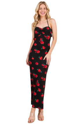 Womens Dresses Sweet Heart Gathered Open Back Print Midi Dress Casual Chic Lightweight Basic Summer Sundress