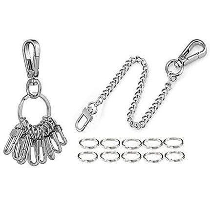 Keychain, Heavy Duty Car Key Chain Ring, Carabiner Shape Key Holder, Simple Fashion Style Keyring for Women and Men(Silver)