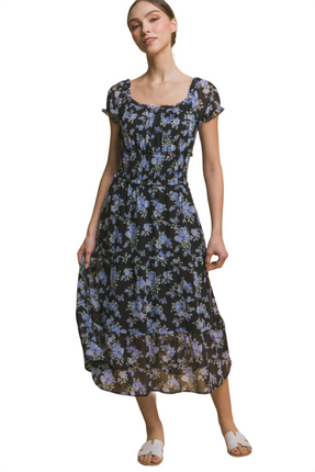 Womens Dresses Short Sleeve Floral Maxi Dress Casual Chic Lightweight Basic Summer Sundress
