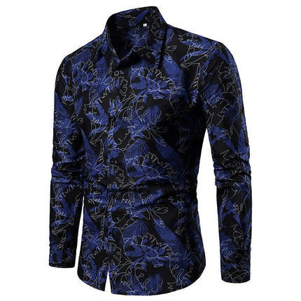 Men's Long Sleeve Shirt Print Casual Button Down Shirt