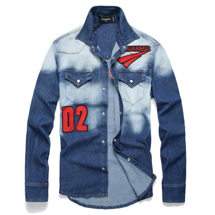 Men's Denim Shirt Button Down Long Sleeve Casual Slim Fit Shirts