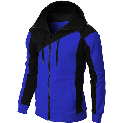 Men's Full Zip Hoodie Color Block Slim Fit Long Sleeve Sweatshirt