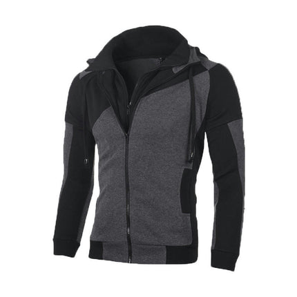 Men's Full Zip Hoodie Color Block hooded slim Fit Long Sleeve Sweatshirt