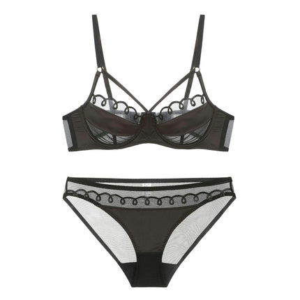 Ladies Bra and Panty Set Sexy Lingerie Cute Exotic Mesh Sheer Panties