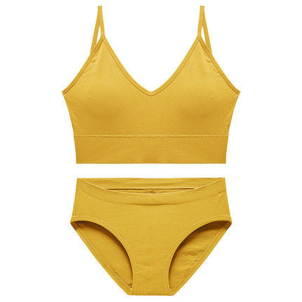 Bra and Panty Sets for Women Seamless Bralettes Lingerie Comfortable Sports V Neck Bras Briefs Sets