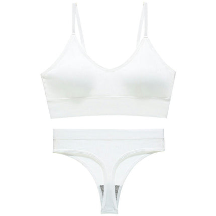 Women's Athletic Lingerie Set Sport Bra and Panty Set Wirefree Push Up Bra Seamless Thong Panties