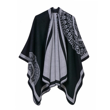 Women's Shawl Wrap Poncho Cape Cardigan Sweater Open Front for Fall Winter Spring