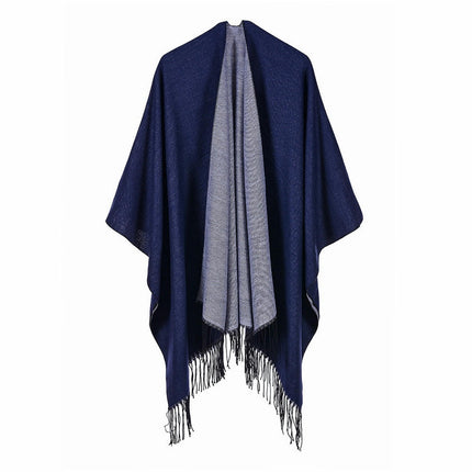 Women's Warm Lapel Leopard Oversized Blanket Cardigan Fashionable and Elegant Faux Wool Tassel Scarf Jacket