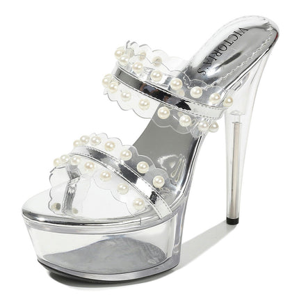 Women's Clear Heels Platform Sandals Slip on Sandals