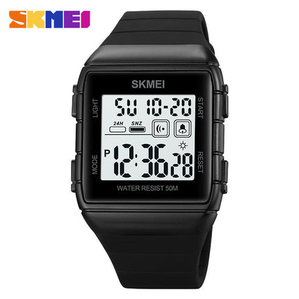 Electronic Watches for Men Waterproof Sports Digital Silicone Strap Rectangular Watch
