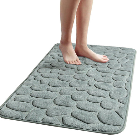 Memory Foam Bath Mat,Super Soft Home Pebble Embossed Door Rug - Anti-Slip Mat For Bathroom, Bedroom, Living RoomGray