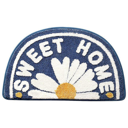 Bath Mat Semicircle Daisy Bathroom Floor Mat Anti-slip Absorbent Bathroom Floor Mat 45*75cm