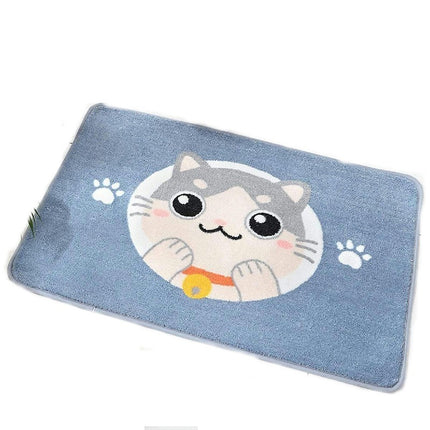 Cartoon flocking bedroom door mat household bathroom carpet absorbent non-slip bathroom mat