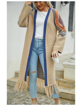 Women's Vintage Long Tassel Sweater Knitted Top-Elegant Fashion Cardigan Jacket