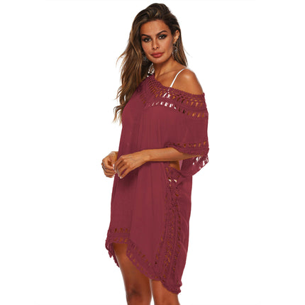Bikini Swimsuit Cover Up for Women Loose Crochet V Neck Bathing Suit Coverups Dress