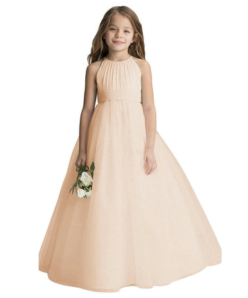 Flower Girls Tulle Chiffon Dresses Kids Wedding Party Pageant Ball Gowns