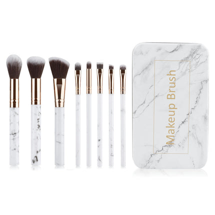 Marble Texture Makeup Brush Set Complete Makeup Brushes Set Kit (Set of 8 Brushes with Metal Storage Box)