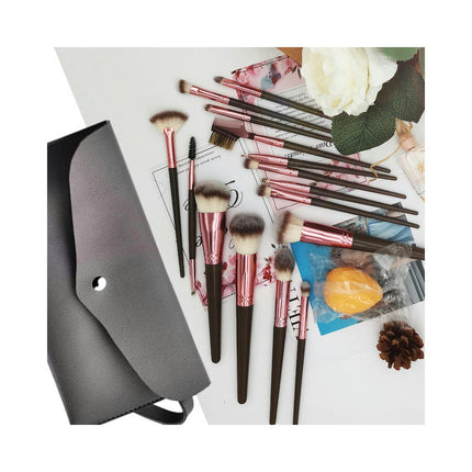 15Pcs Makeup Brush Set Foundation Brush Blending Brush Synthetic Hair Powder Brushes Fan Brushes Eye Brushes Set with Bag