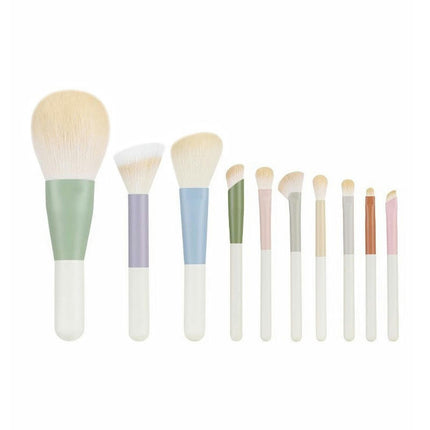 Cute Morandi Makeup Brush Set 10 Pcs Easy - taken Mini Full Complete Function Cosmetic Brushes Kit
