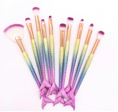 10/15 Pcs Mermaid Gradient Colour Makeup Brush Set Professional Eye Makeup Brushes For Eyeshadow Concealer Brow Brush Tool