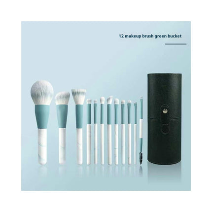 Marble Pattern Makeup Brush Set Soft and Natural Synthetic Bristles 12 pcs Makeup Brush Cosmetics Bag