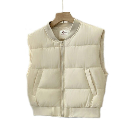 Women Puffer Vest Sleeveless Winter Cropped Outerwear Warm Gilet with Pockets