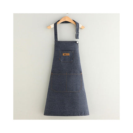 Unisex Adjustable Bib Denim Apron for Family Chef Kitchen BBQ Cooking Apron for Home