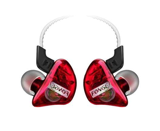 HiFi Earbuds with Mic for Smartphone Waterproof Sport In Ear Super Bass Earphone-Transparent Red