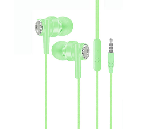 3.5mm Dynamic Wired Heavy Bass L104 Universal Sport In-ear Earphone with Mic-Green