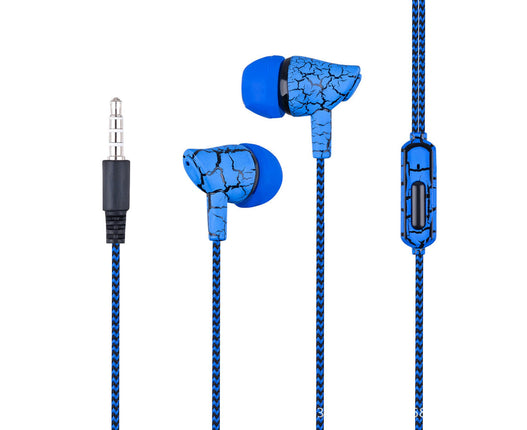 In-ear Crack Pattern Earpiece Wired Stereo Mini Earphone for Fitness-Blue