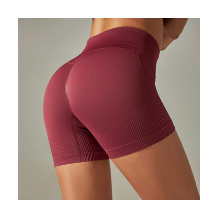 Women Workout Scrunch Shorts Seamless High Waisted Butt Lifting Yoga Shorts Ribbed Contour