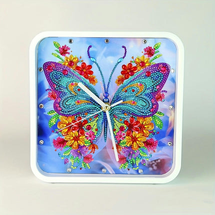 DIY 5D Diamond Painting Clock Kit Square Wall/Desktop Clock with Frame Perfect for Christmas Gifts
