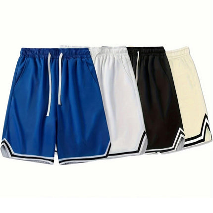 Men's 4-Pack Breathable Workout Shorts With Drawstring, Perfect For Basketball, Running & Fitness