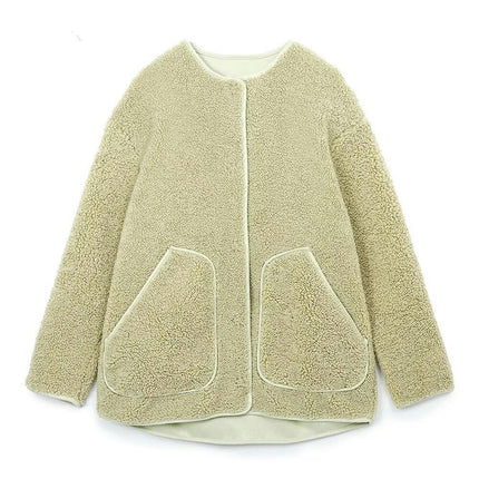 Women Soft Coat Winter Warm Jackets Button Down Long Sleeve Sherpa Fuzzy Outwear