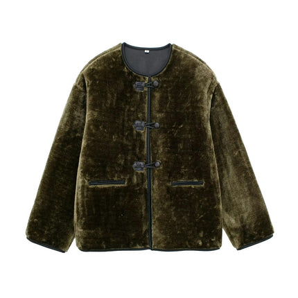 Women's Warm Winter Coats Casual Long Sleeve Button up Fuzzy Sherpa Fleece Jackets Outerwear