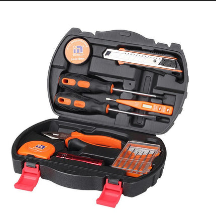 15 Piece Household Tool Set, Universal Hand Tool Kit with Plastic Tool Box Storage Box