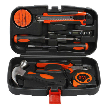 9-Piece Household Combination Tool Kit - Universal Hand Tool Set with Plastic Tool Case