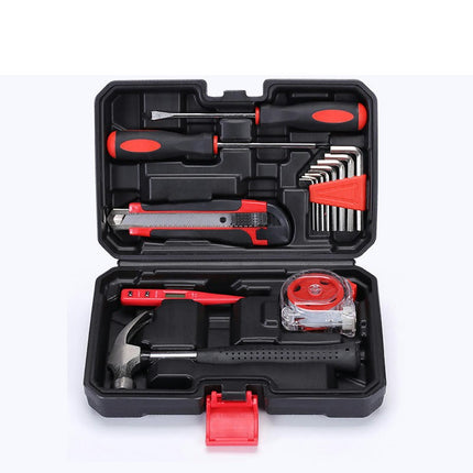 15-Piece Hardware Tool Set - Universal Household Hand Tool Set with Plastic Tool Box Storage Box