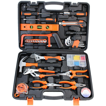 Tool Set - General Household Hand Tool Kit with Plastic Toolbox Storage Case