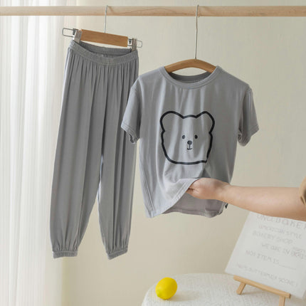 Children's Pajamas Modal Short Sleeve Set-Boys and Girls Home Clothes Big Kids Set