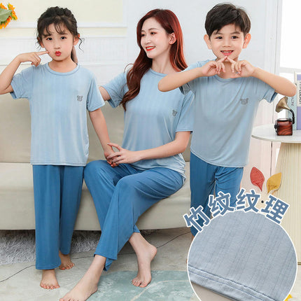 Family Pajama Set 2 Piece Set Casual Soft House Clothes Pajamas Short Sleeves and Long Pants