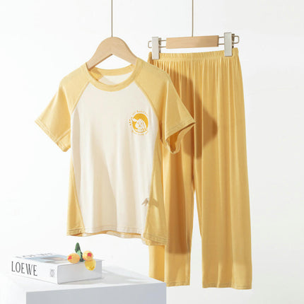 Children's Modal Pajamas 2-piece Set - Short Sleeve Shorts/Long Pants Home Clothes Set