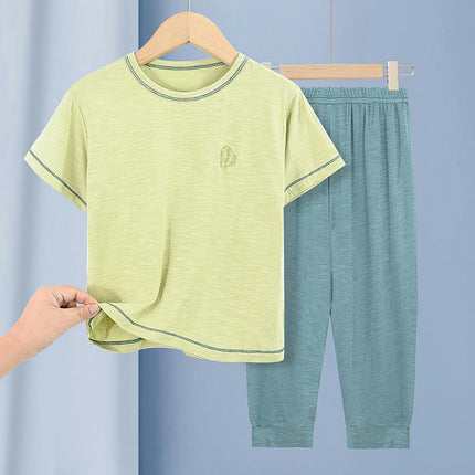 Children's Modal Three-quarter Sleeve Pajama Set - Loose House Clothes for Middle and Large Children