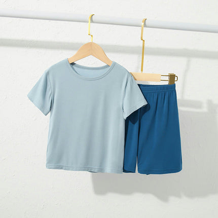Home Wear Suits-Modal Boys and Girls Pajamas Summer Short-Sleeved Casual Suits
