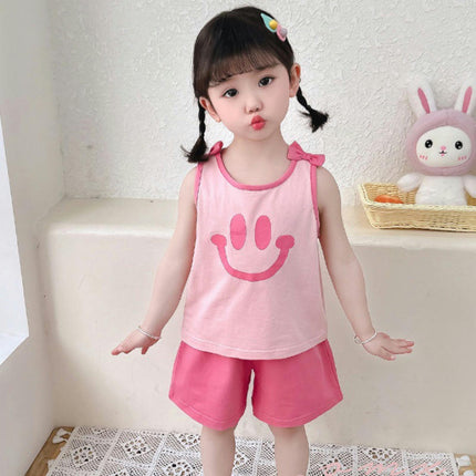 Girls Cotton Pajamas Set Summer Baby Cute Vest 2-piece Set Air Conditioning Home Clothes