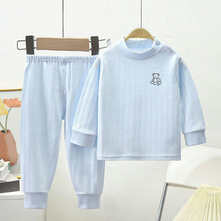 Children's Cotton Pajamas 2-piece Set - Long Sleeve Striped Cotton Home Clothes Boys and Girls Baby Set