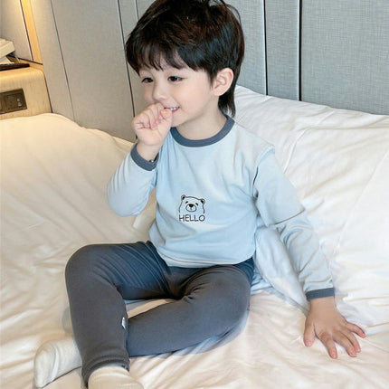 Boys' Long-Sleeved Suits for Girls Spring and Autumn Home Clothes Pajamas 2-Piece Set