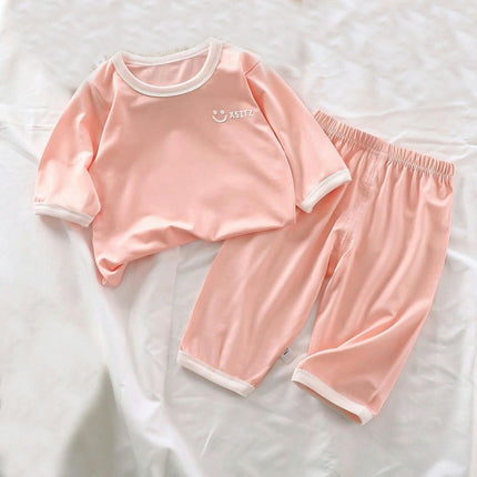 Children's Thin Pajama Set-Boys Girls Baby Three-quarter Sleeve Home Clothes Set