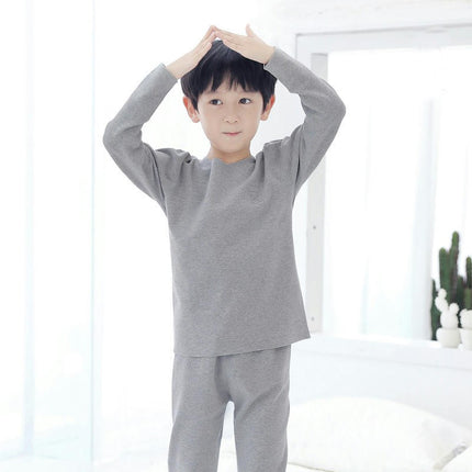 Children's Seamless Colored Cotton Pajamas Set-Autumn Boys and Girls Long-Sleeved Home Clothes