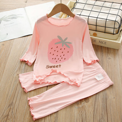 Girls' Pajama Set - Strawberry Home Clothes Imitation Ice Silk 2-piece Pajamas